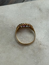 Load image into Gallery viewer, Antique 18k Yellow Gold Ruby &amp; Diamond Ring Size 9.25
