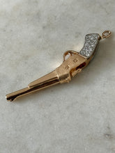 Load image into Gallery viewer, Vintage Solid 14k Two-Tone Gold .75ctw Diamond Pistol Pendant
