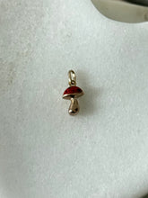 Load image into Gallery viewer, Vintage Red Enamel 8k Gold Mushroom Charm
