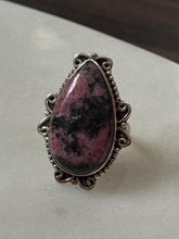 Load image into Gallery viewer, Rhodonite Chunky Vintage Sterling Silver Ring Size 6.75
