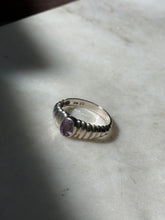 Load image into Gallery viewer, Sterling Silver Ribbed Amethyst Ring Size 9
