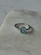 Load image into Gallery viewer, Cushion Cut Aquamarine with Single Cut Diamonds 14k White Gold Ring
