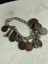 Load image into Gallery viewer, Vintage Coin Charm Sterling Silver Bracelet
