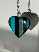 Load image into Gallery viewer, Vintage Multistone Inlay Sterling Silver Heart Pendant

