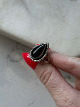 Load image into Gallery viewer, Vintage Black Onyx Sterling Silver Ring Size 7.25
