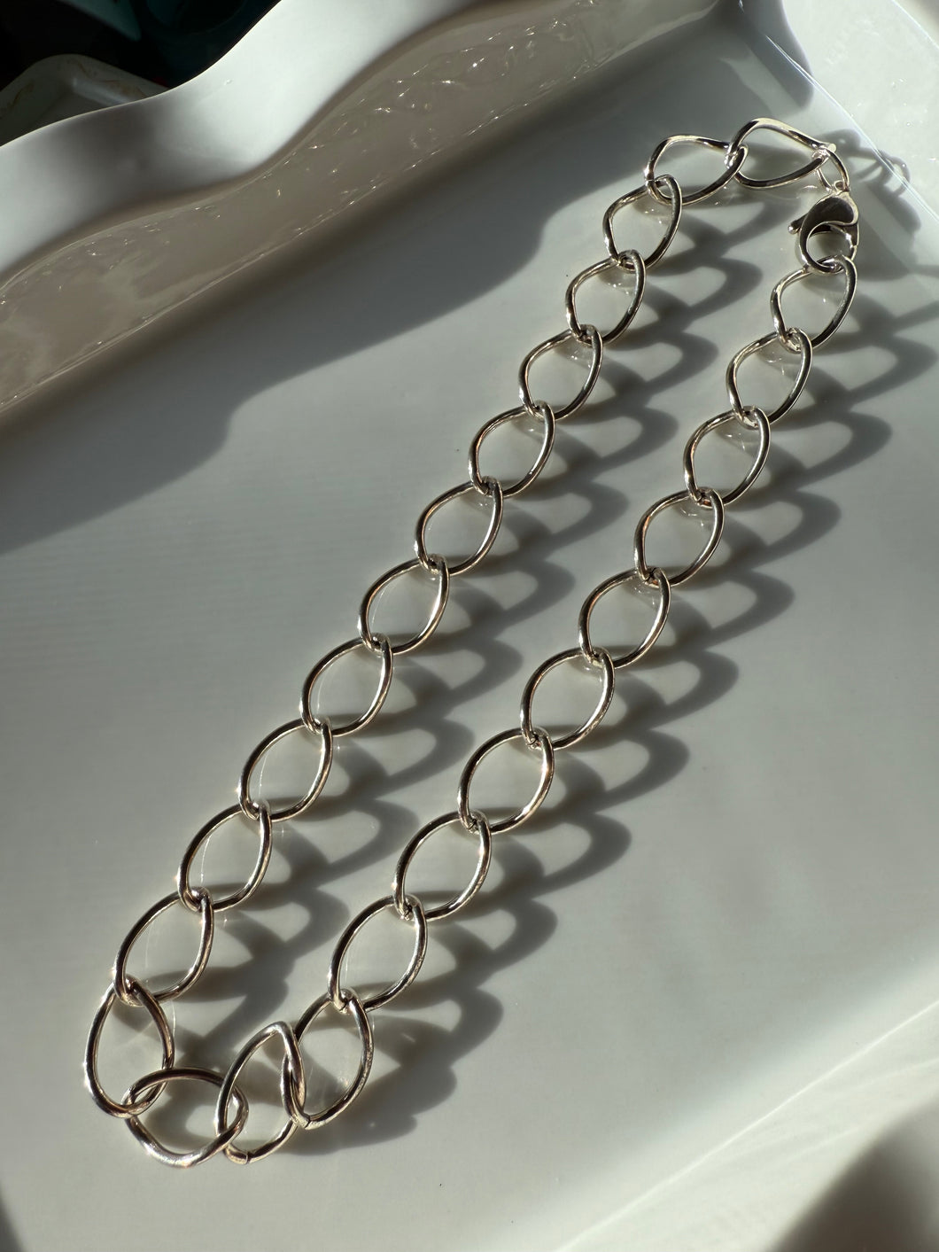 Open Chain Link Sterling Silver Necklace 18”