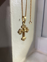 Load image into Gallery viewer, Vintage 14k Yellow Gold Natural Diamond Cross Pendant
