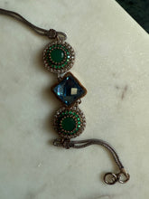 Load image into Gallery viewer, Green &amp; Blue Sterling Silver Bracelet
