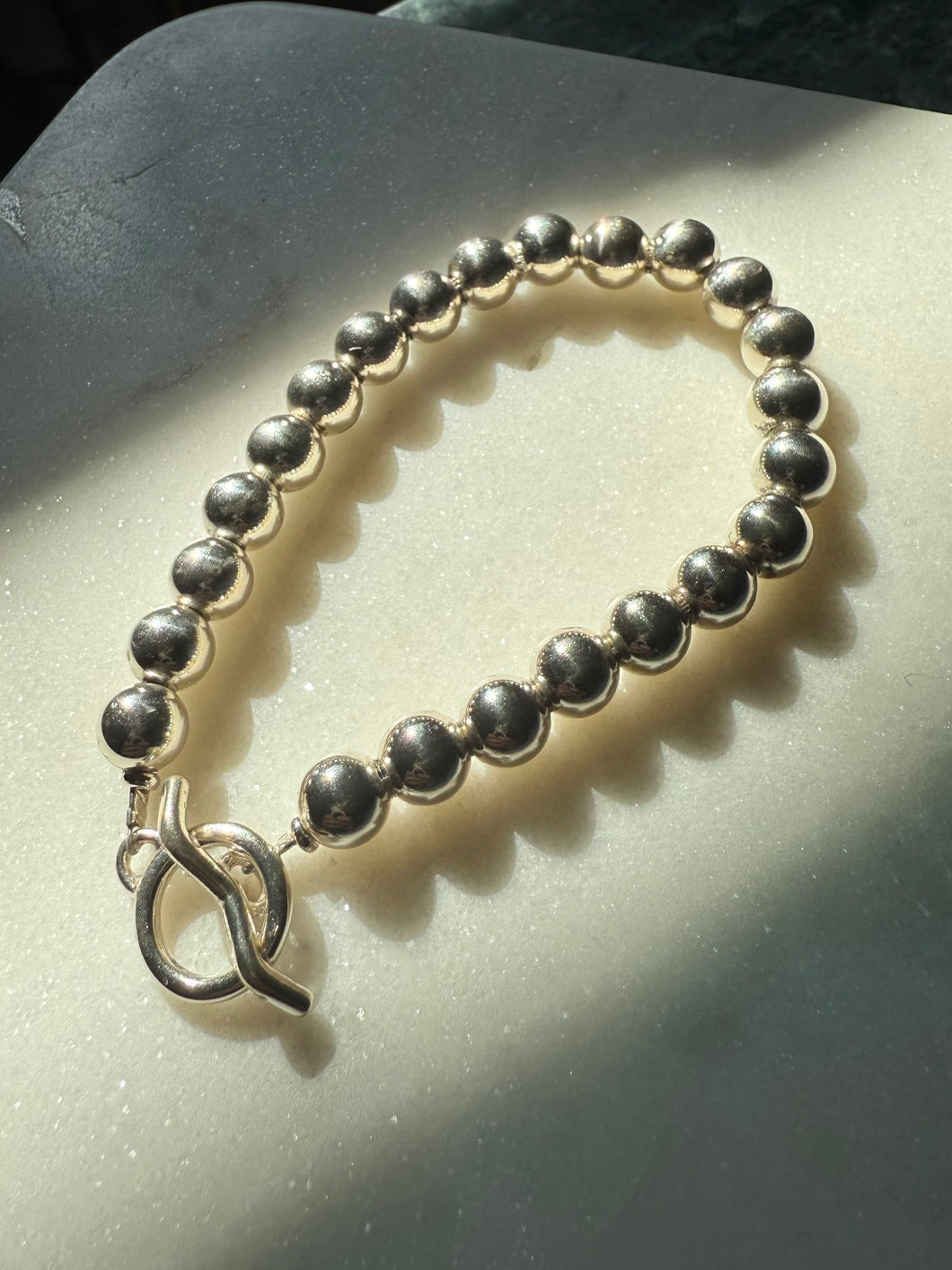 Ball Sterling Silver Toggle Clasp Bracelet