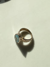 Load image into Gallery viewer, Blue Oval Glass Sterling Silver Ring Size 8.5
