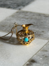 Load image into Gallery viewer, Vintage 14k Gold Turquoise Vial Charm
