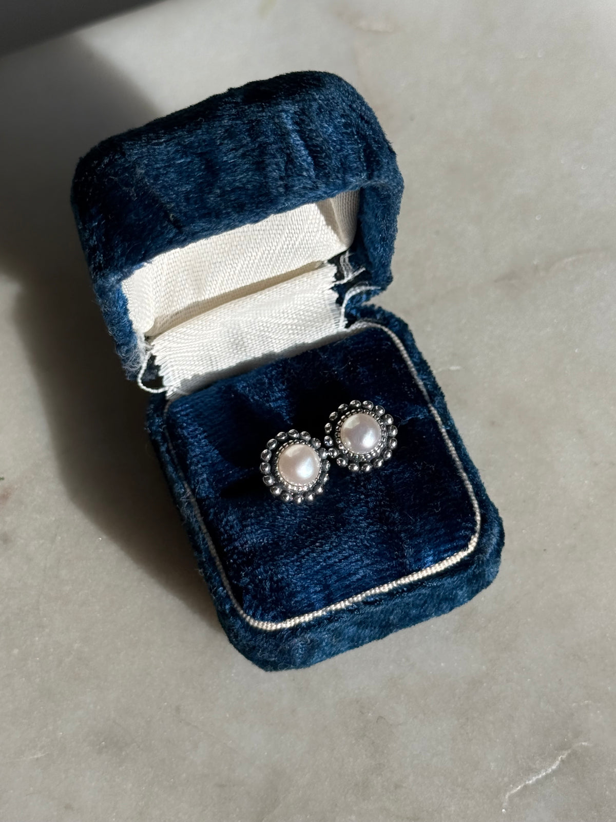 Sterling Pearl Post Back Earrings