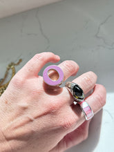 Load image into Gallery viewer, Mexico Pink Enamel Sterling Silver Modernist Ring Size 5.25
