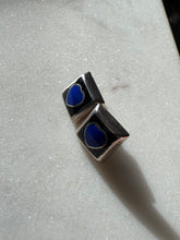 Load image into Gallery viewer, Blue &amp; Black Enamel Sterling Silver Push Back Earrings
