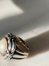 Load image into Gallery viewer, Pearl Sterling Silver &amp; 14k Gold Ring Size 6
