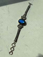Load image into Gallery viewer, Vintage Floral Labradorite Sterling Toggle Clasp Bracelet
