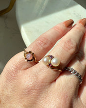 Load image into Gallery viewer, Toi et Moi Pearl &amp; Ruby 14k Yellow Gold Size 6
