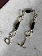 Load image into Gallery viewer, Black Onyx Sterling Silver Toggle Clasp Bracelet 7”
