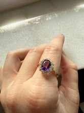 Load image into Gallery viewer, Purple Spinel &amp; CZ Gold Vermeil Ring Size 9.25
