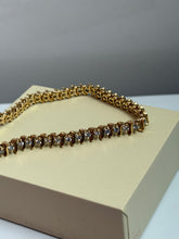 Load image into Gallery viewer, Vintage Solid 14k Yellow Gold Natural Diamond S-Link Tennis Bracelet 7”
