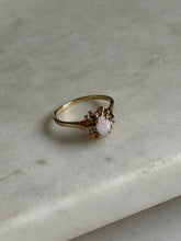 Load image into Gallery viewer, Dainty 10k Gold Opal &amp; Diamond Ring Size 6.75
