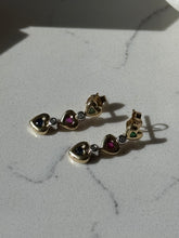 Load image into Gallery viewer, Emerald, Ruby, Blue Sapphire &amp; Diamond 14k Solid Two-Tone Gold Heart Earrings
