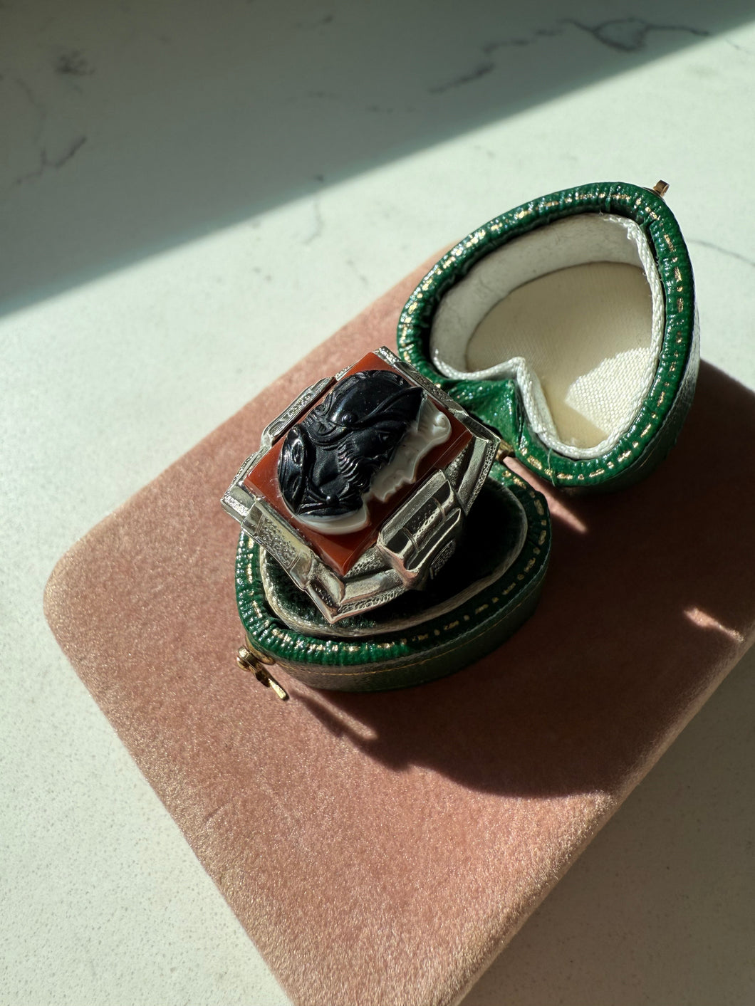 Cameo 1930s Sterling Silver Ring Size 7.75