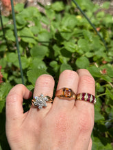 Load image into Gallery viewer, Vintage Ruby &amp; Diamond 18k Gold Dome Ring Size 8.75
