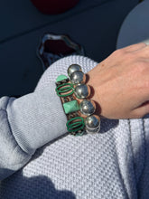 Load image into Gallery viewer, Antique Green Enamel Sterling Silver Bracelet
