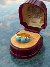 Load image into Gallery viewer, Antique 22k Persian Turquoise Trilogy Ring
