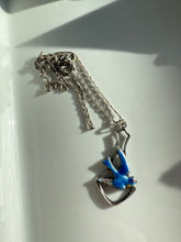 Load image into Gallery viewer, Antique Swallow Blue Bird Enamel Sterling Silver Necklace 17”

