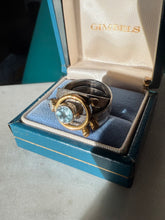 Load image into Gallery viewer, Vintage Blue Topaz Sterling Silver &amp; Brass Ring Size 8
