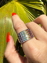 Load image into Gallery viewer, Rainbow Multistone Sterling Silver Ring Size 8.5
