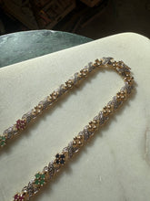 Load image into Gallery viewer, y2k Emerald Ruby Blue Sapphire Gold Vermeil Necklace 17”
