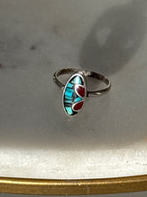 Load image into Gallery viewer, Vintage Multistone Inlay Sterling Silver Ring Size 4.25
