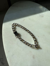 Load image into Gallery viewer, Sterling Silver Iced CZ Figaro Link Bracelet 8”
