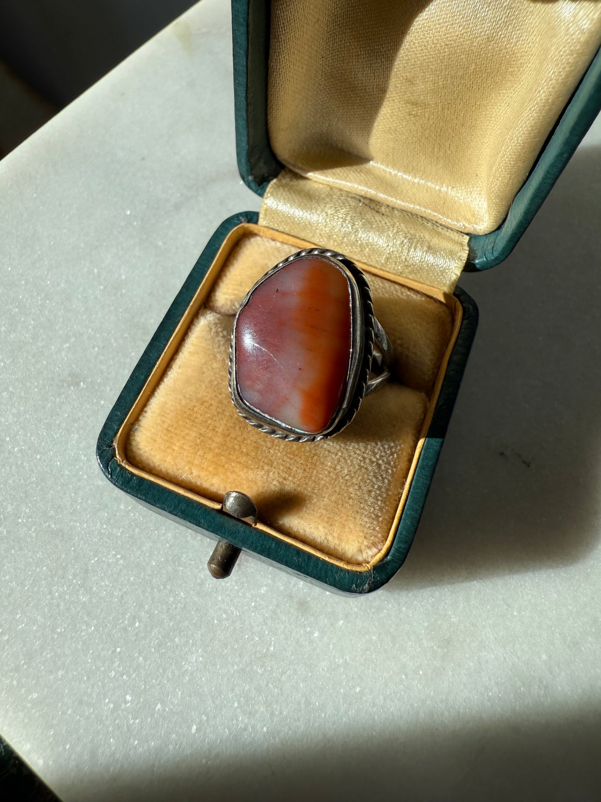 Vintage Agate Sterling Silver Ring Size 7