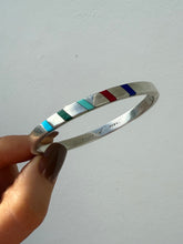 Load image into Gallery viewer, Mexico Multistone Inlay Sterling Bangle
