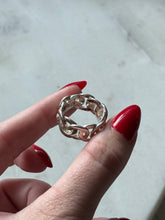 Load image into Gallery viewer, Interlocking Curb Link Chunky Sterling Silver Ring Size 7.5
