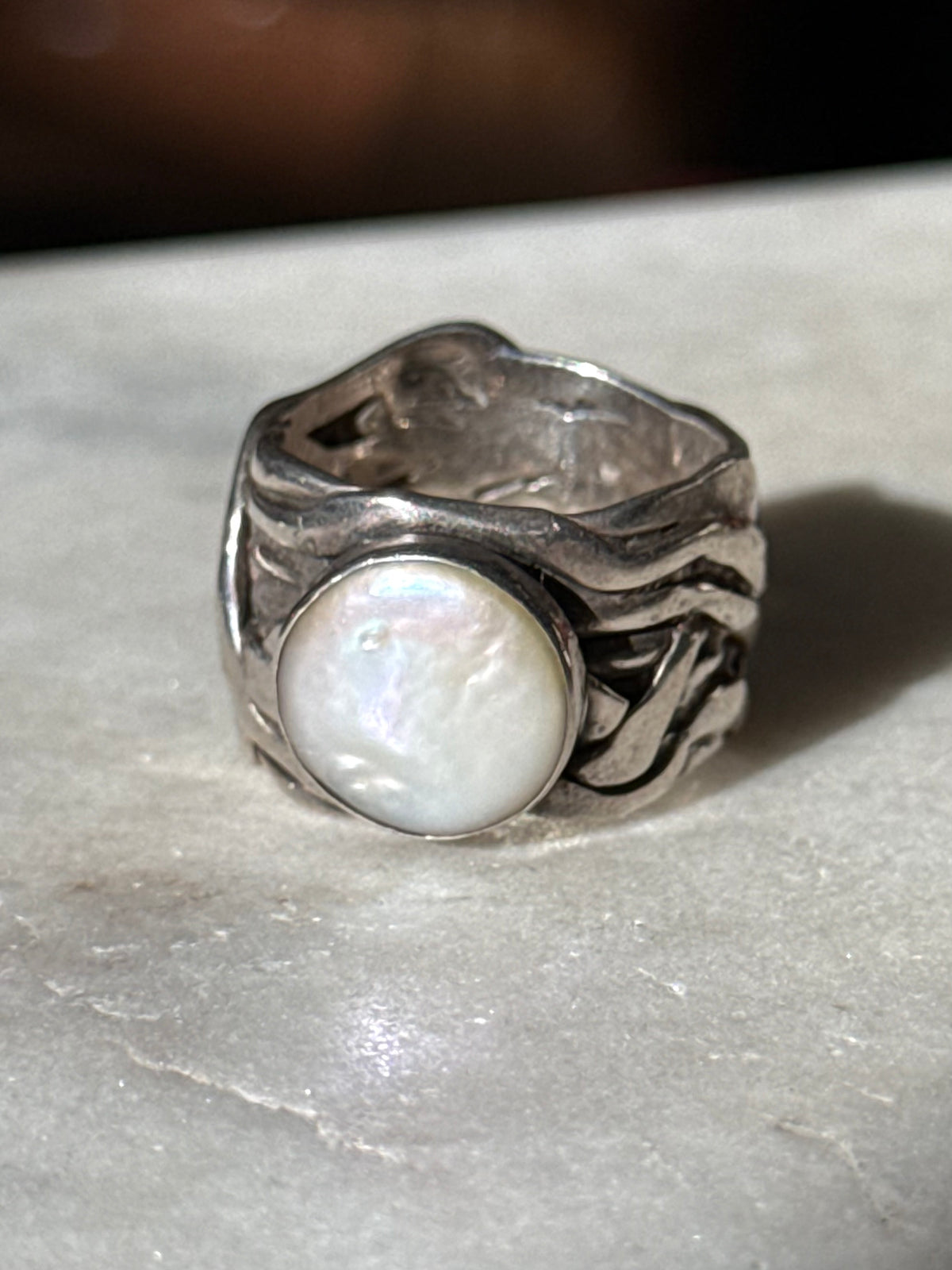 Silpada Mermaid Pearl Sterling Silver Ring Size 8