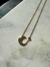 Load image into Gallery viewer, Crescent Gold Vermeil Necklace 16”-18”
