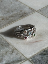 Load image into Gallery viewer, Multicolor Bezel Set Sterling Silver Ring Size 9
