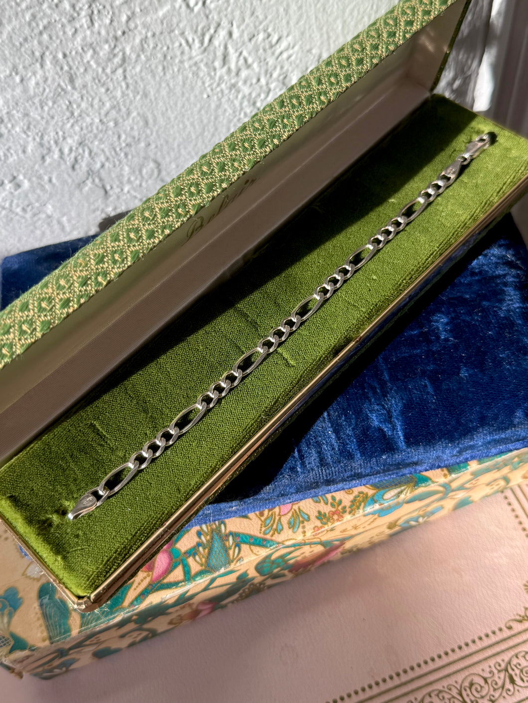 Italian Figaro Sterling Silver Bracelet 7”