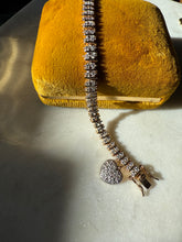 Load image into Gallery viewer, Dangle Heart Gold Vermeil Bracelet 7”
