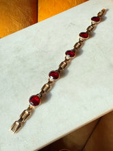 Load image into Gallery viewer, Red Czech Glass 1/20 10k Gold Filled Bracelet 7”
