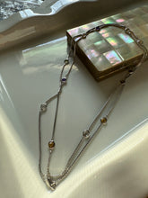 Load image into Gallery viewer, Multi-gemstone Sterling Silver Station Chain Necklace 36”
