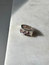 Load image into Gallery viewer, Vintage Amethyst &amp; Tourmaline Sterling Silver &amp; 10k Gold Ring Size 5.25
