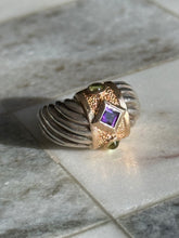 Load image into Gallery viewer, Princess Cut Amethyst &amp; Cabochon Peridot Size 6
