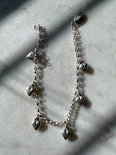 Load image into Gallery viewer, Puffy Heart Charm Ankle Bracelet Sterling Silver 9”
