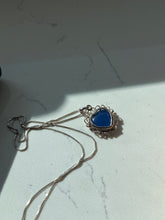 Load image into Gallery viewer, Blue Heart Sterling Silver Locket Necklace 24”
